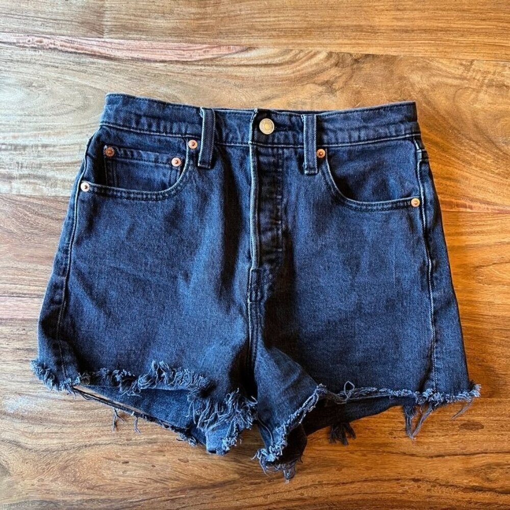 Levi's Premium Black Ribcage Cutoff Denim Shorts